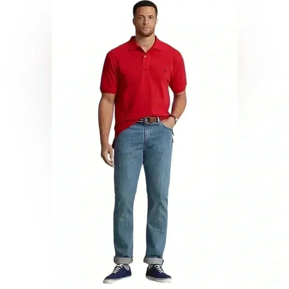 Polo by Ralph Lauren Men's Iconic Red Polo Shirt With Navy Logo Size XL. - Picture 8 of 11